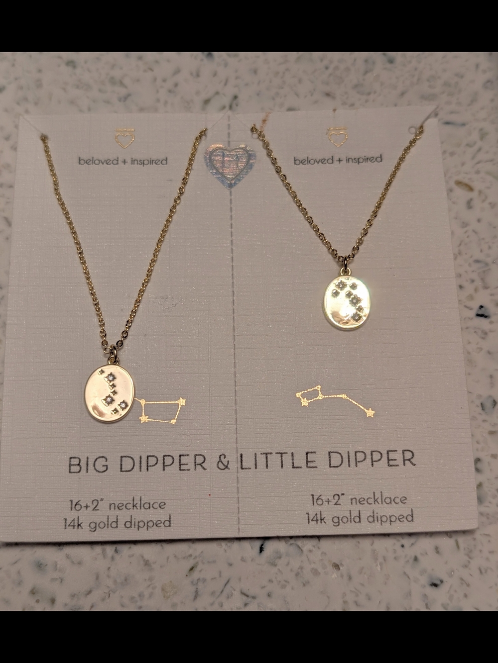 Beloved & Inspired Big & Little Dipper 14k Gold Dipped Necklace Set